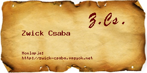 Zwick Csaba névjegykártya